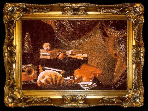 framed  Evaristo Baschenis Still Life with Musical Instruments, ta009-2